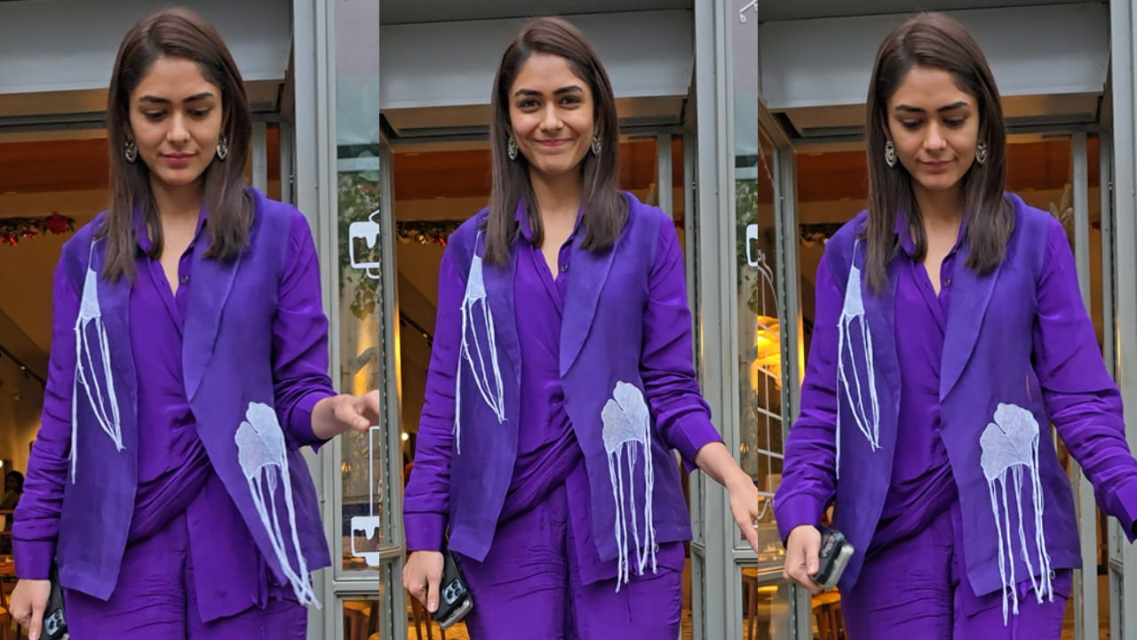 Mrunal Thakur gives us the ultimate fashion moment in a violet co-ord and organza blazer adding a semi-formal twist