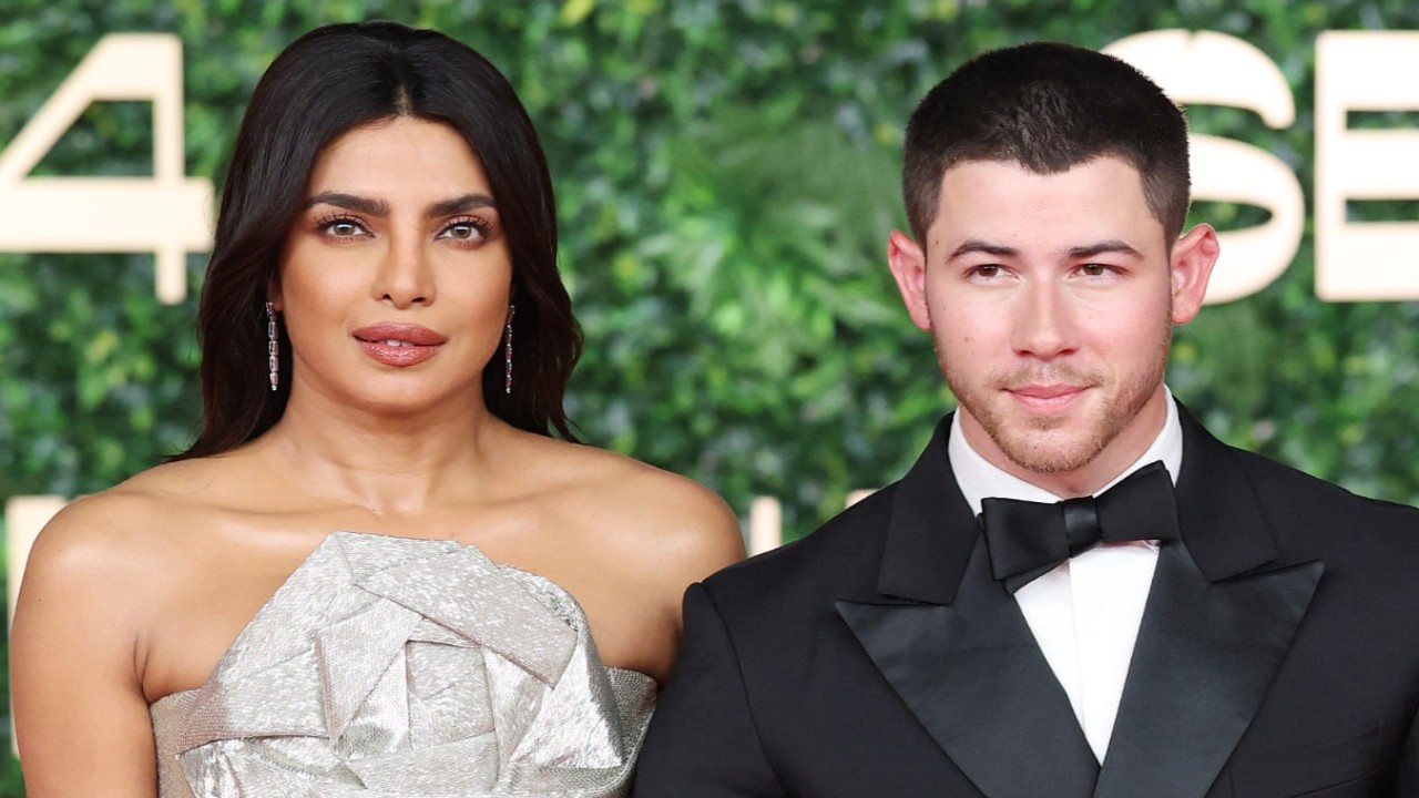 Priyanka Chopra takes center stage in reflective bugle bead origami rose motif gown at RSFF closing ceremony with Nick Jonas