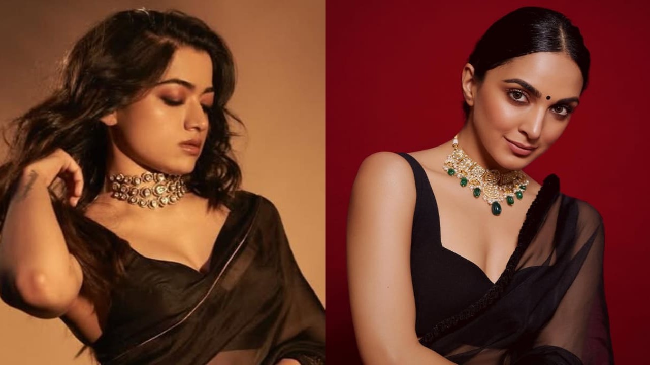 Fashion Face-off: Rashmika Vs Kiara; who pulled off the black sheer saree better?