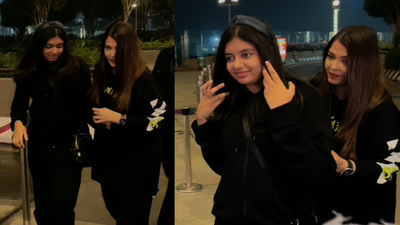 Aishwarya and Aaradhya are all smiles as they twin in black outfits at Airport; WATCH