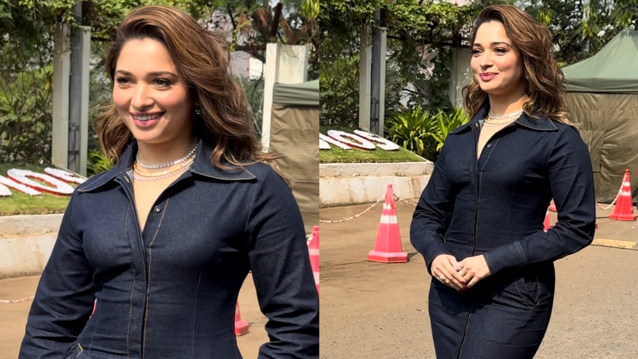 Tamannaah Bhatia was spotted in the city dressed in a fluted denim dress 