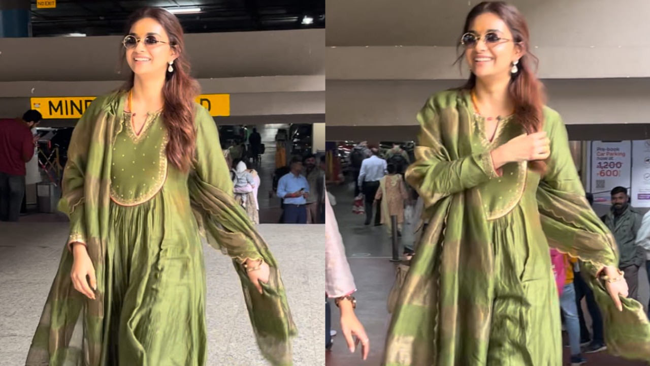 Keerthy continues to inspire fashion lovers with her latest green kurta set