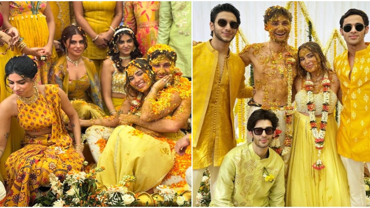 Khushi Kapoor and her rumored BF Vedang Raina relive their Kabira moment at BFF Aaliyah Kashyap’s Haldi ceremony with Shane Gregoire; see INSIDE glimpses