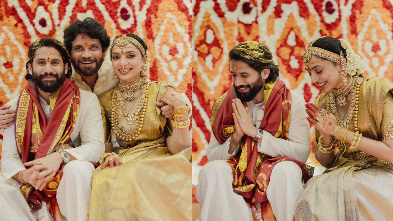 Inside Pics: Nagarjuna gets emotional as he showers love on newlyweds Naga Chaitanya and Sobhita Dhulipala