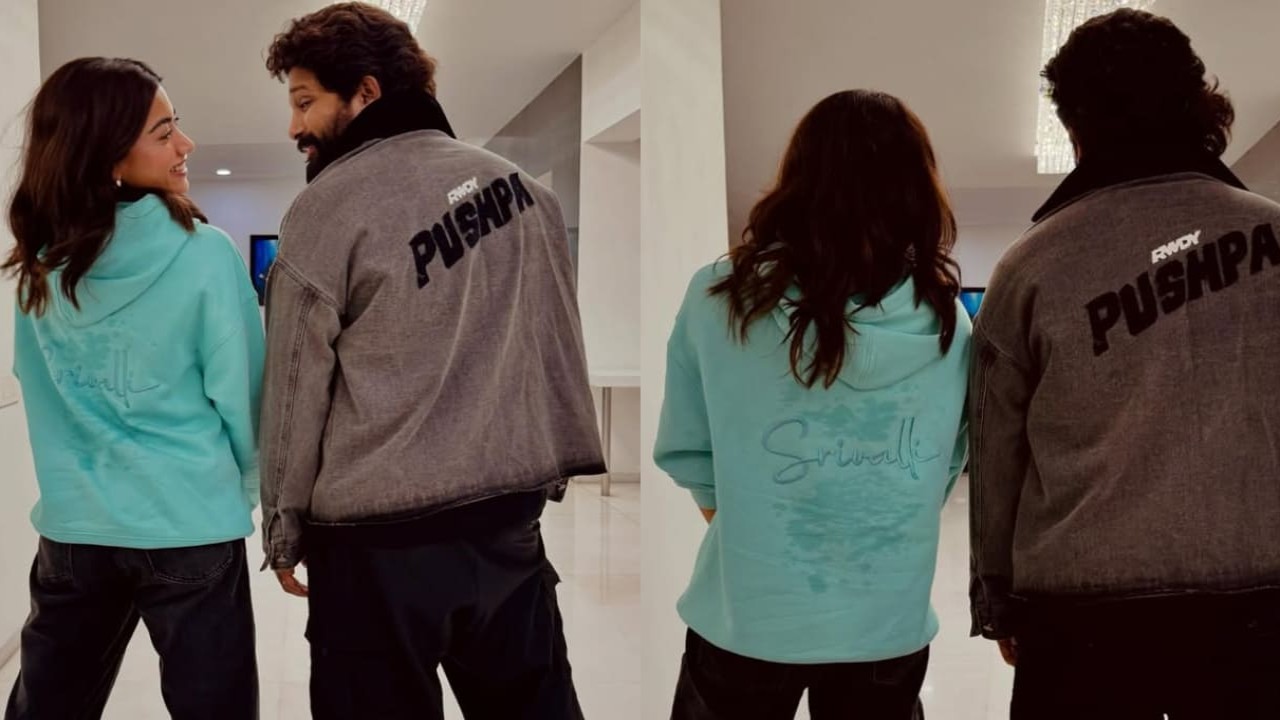 Rashmika Mandanna aka Srivalli and Allu Arjun aka Pushpa bring their iconic characters to life with personalized hoodies