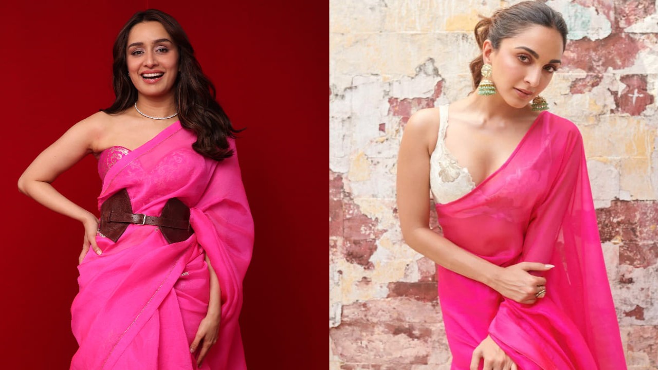  Shraddha Kapoor and Kiara Advani were spotted wearing similar pink sarees. 