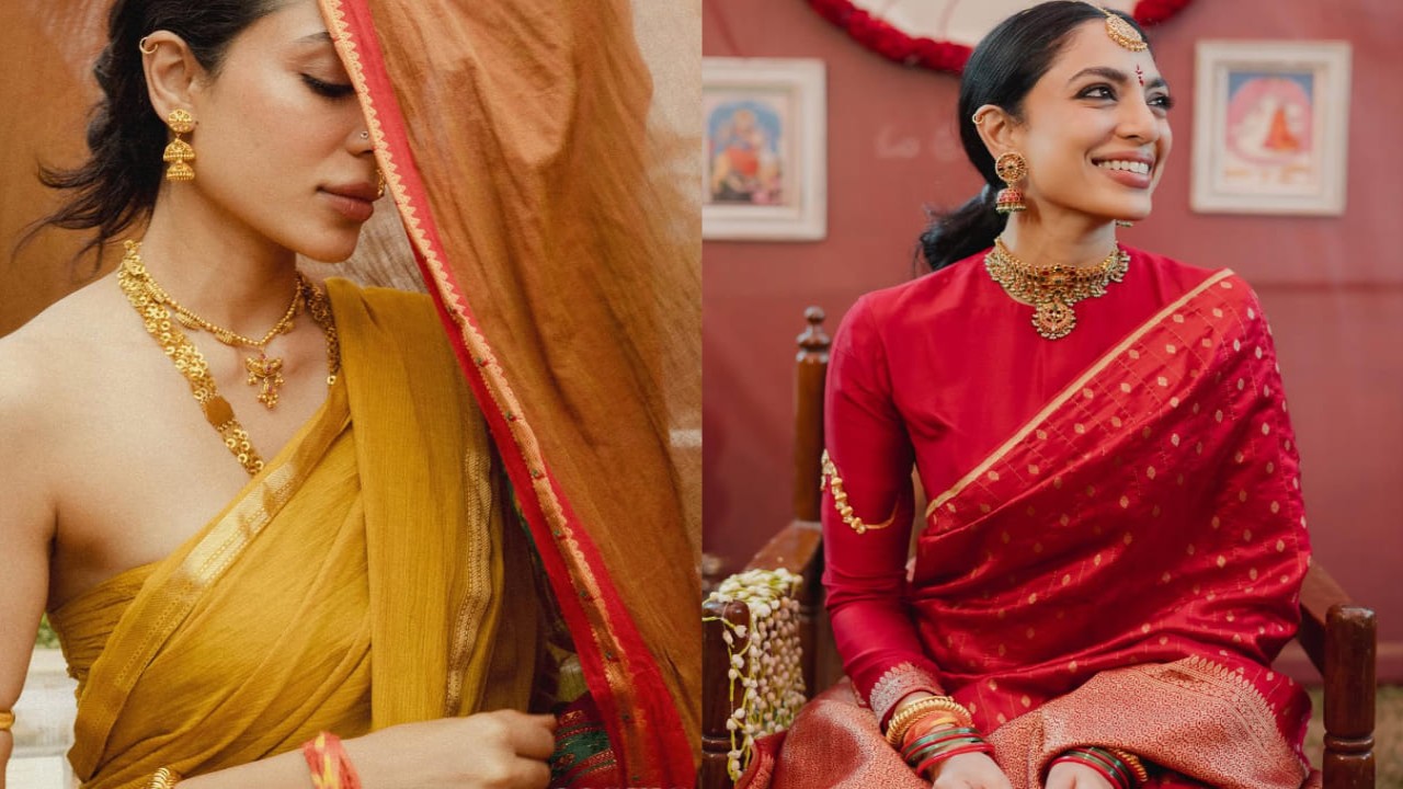 Sobhita Dhulipala kicks off her pre-wedding celebrations in red & yellow sarees for haldi