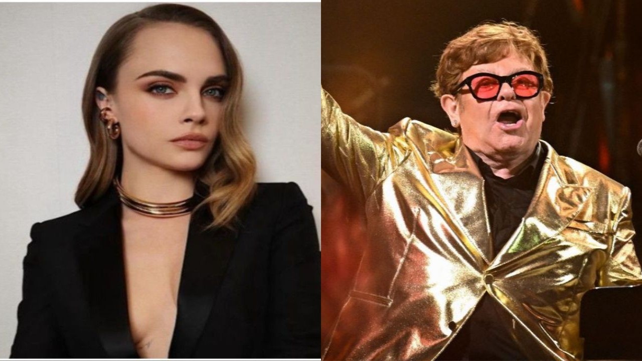 Cara Delevingne (CC: Instagram) and Elton John (CC: Getty images)