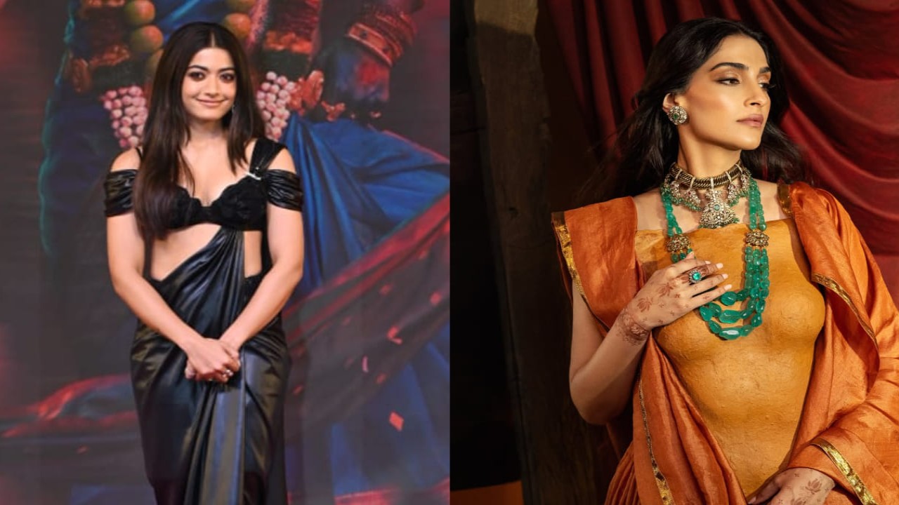  7 Unique blouse designs witnessed in 2024: Rashmika Mandanna’s 3D rose effect to Sonam Kapoor's clay art 