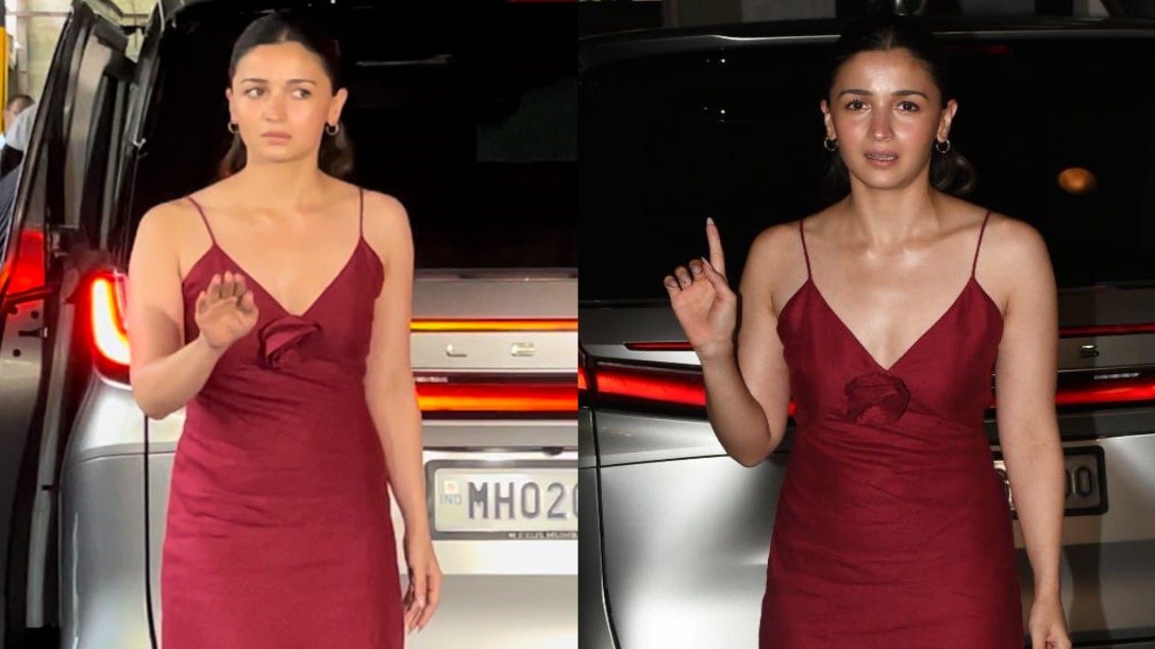 Alia Bhatt arrived at the Kapoor family’s Christmas lunch and her red slip dress is all the holiday glam we need. 