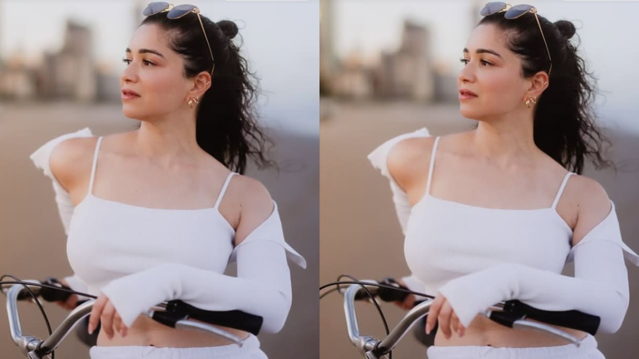 Sara Tendulkar turns cycling into high fashion with her bold white top and golden hoops