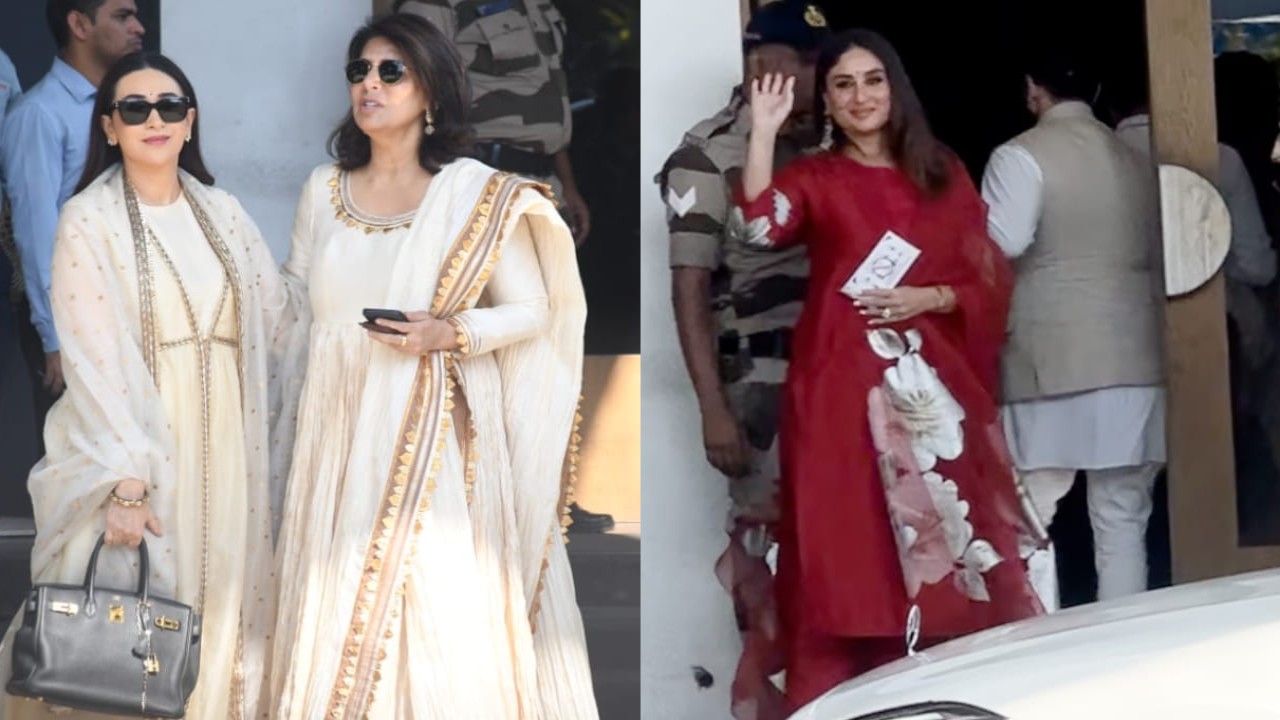  Kapoor sisters Kareena and Karisma bring best of their ethnic styles in red and white suits to airport