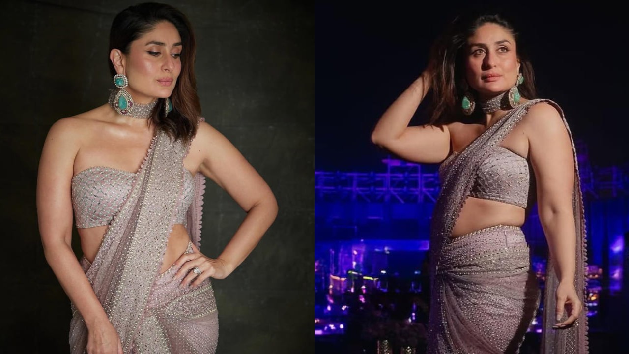 Kareena Kapoor's look in pre-draped lilac saree is perfect for slaying a wedding reception