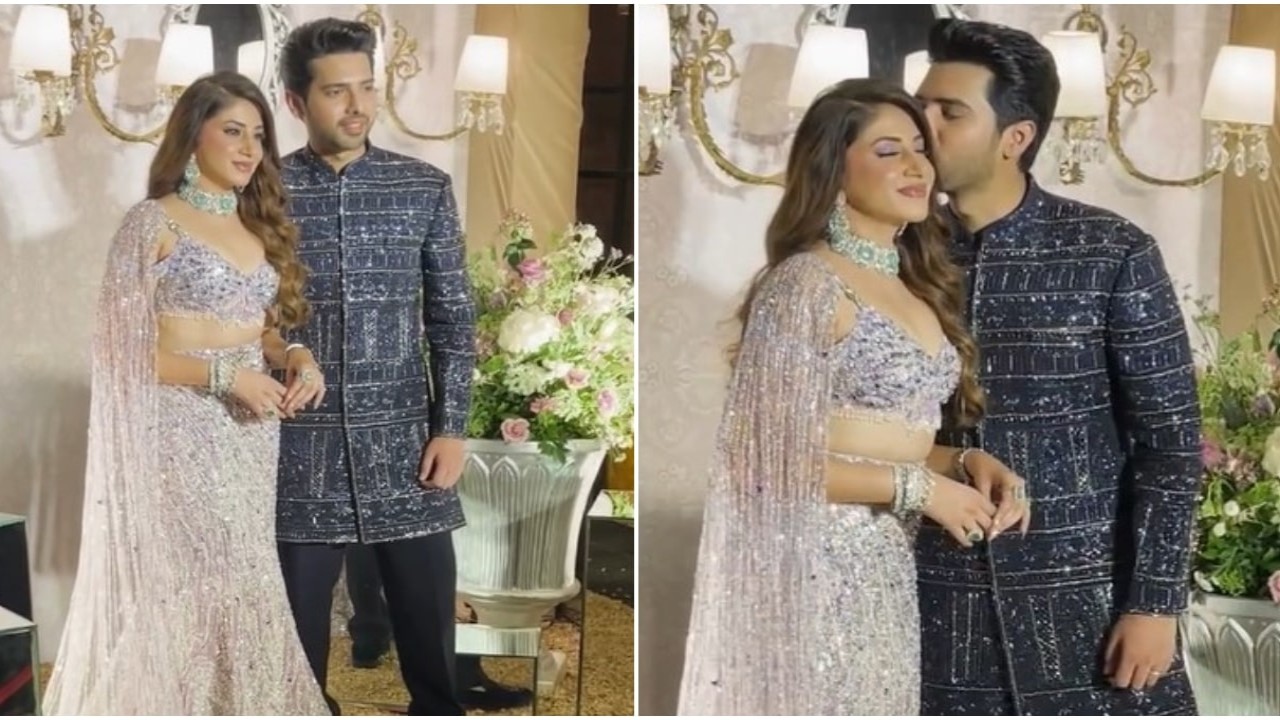 Armaan Malik-Aashna Shroff Wedding Reception: Newlyweds redefine elegance as they pose happily on their big day: WATCH