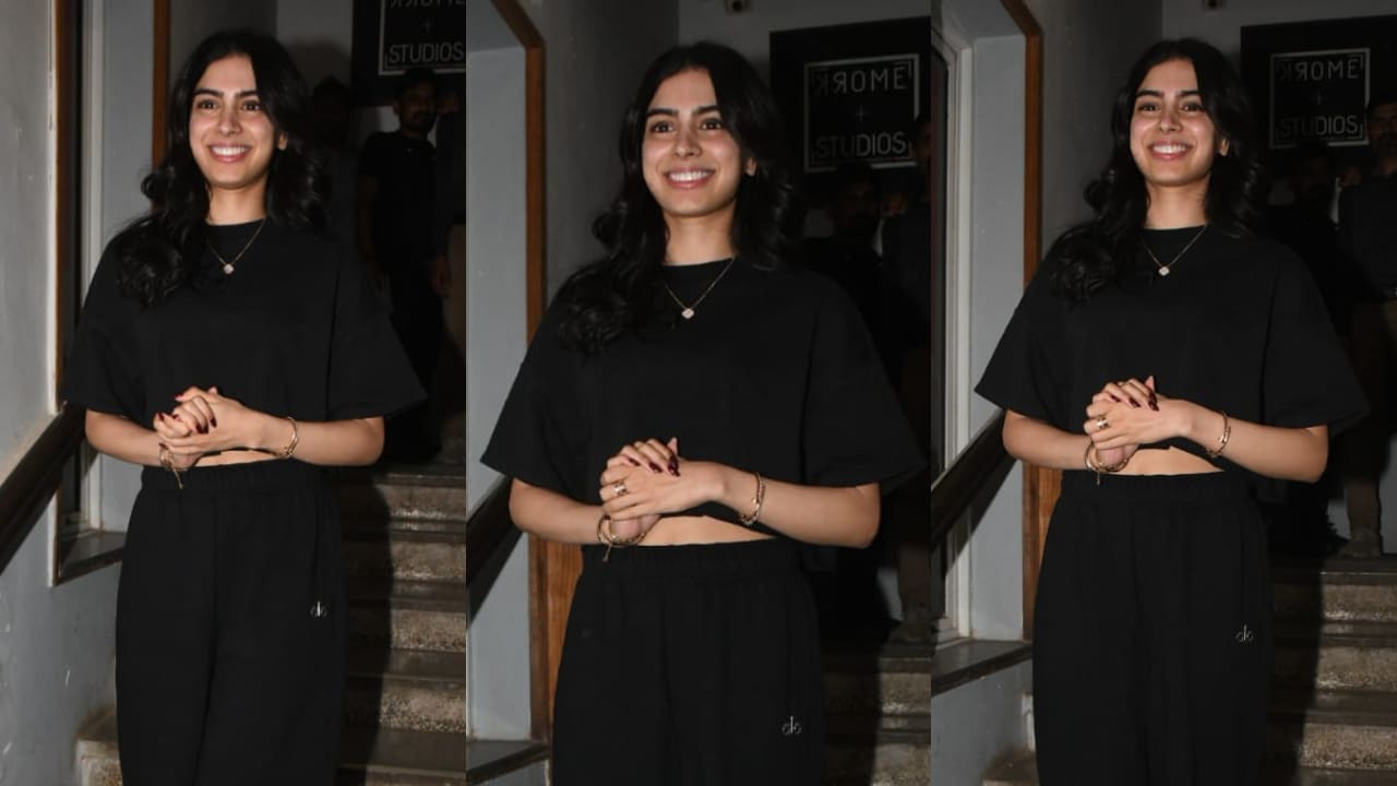 Khushi Kapoor prioritizes comfort and rocks her everyday look in oversized black crop top and track pants