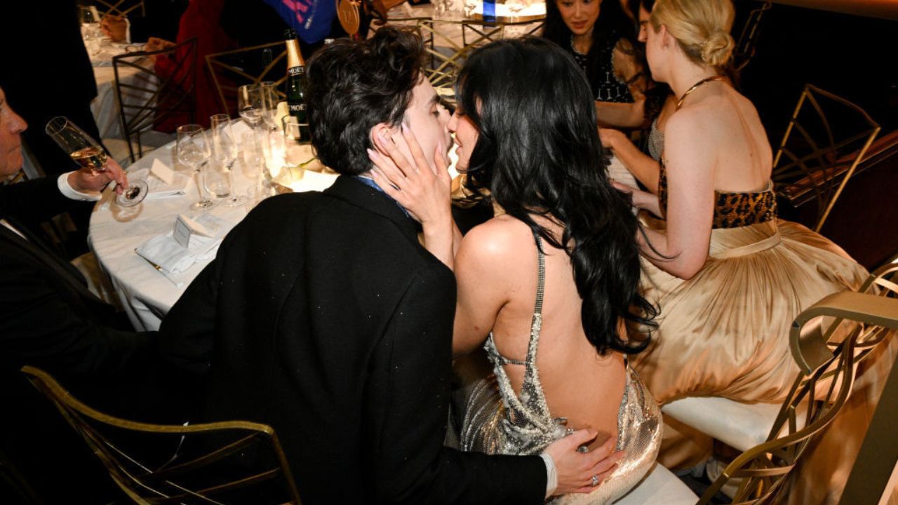 Timothée Chalamet and Kylie Jenner (via Getty Images)