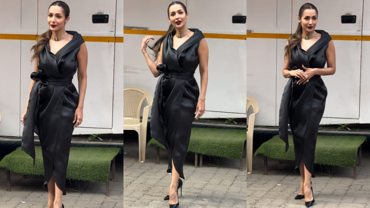 Malaika Arora pairs minimalism with drama in her black dress and bold red lip combo