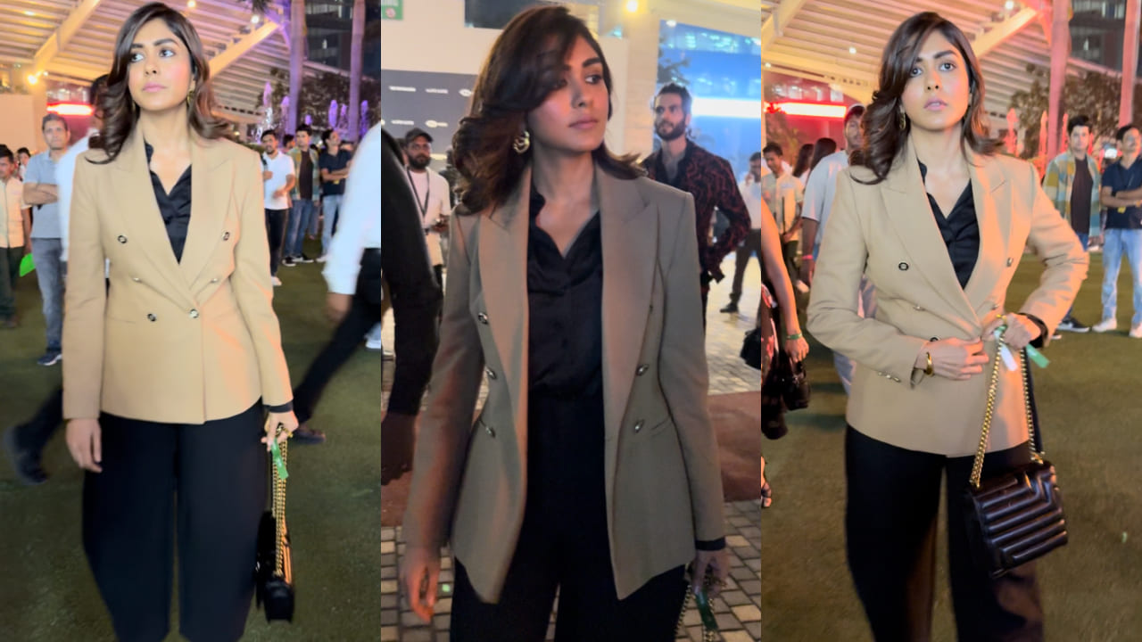 Mrunal Thakur’s beige blazer and pants combo is the perfect day-to-night outfit 