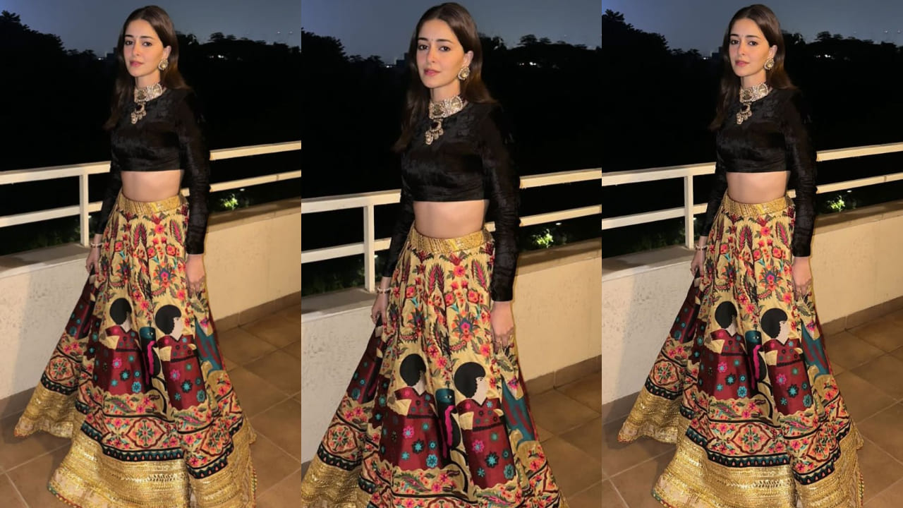 Ananya Panday exudes ethnic glam in Rimple & Harpreet’s earthly gold suzani lehenga and custom black blouse 