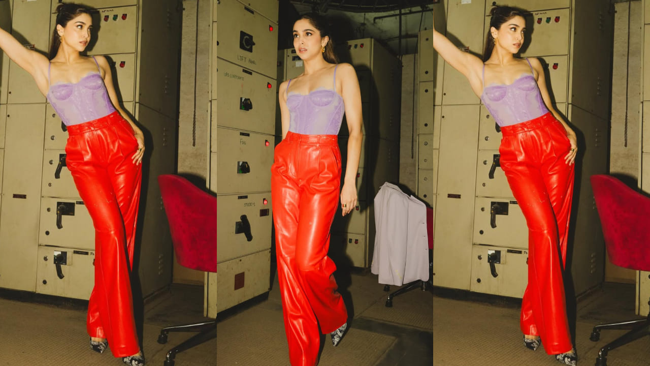 Throwback: Sharvari pulled off color-blocking trend with corset-style lavender top and red leather pants, it looked absolute fire; take cues 