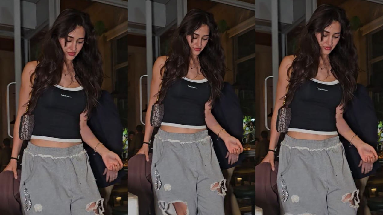 Disha Patani brings high-fashion drama with her bold look in the Gigi double-layer cami and ripped joggers styled with DIOR bag