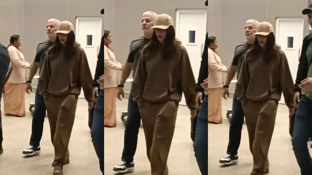 Priyanka Chopra gives relaxing touch to her airport look with earthy-tone aesthetic in brown sweatshirt and joggers