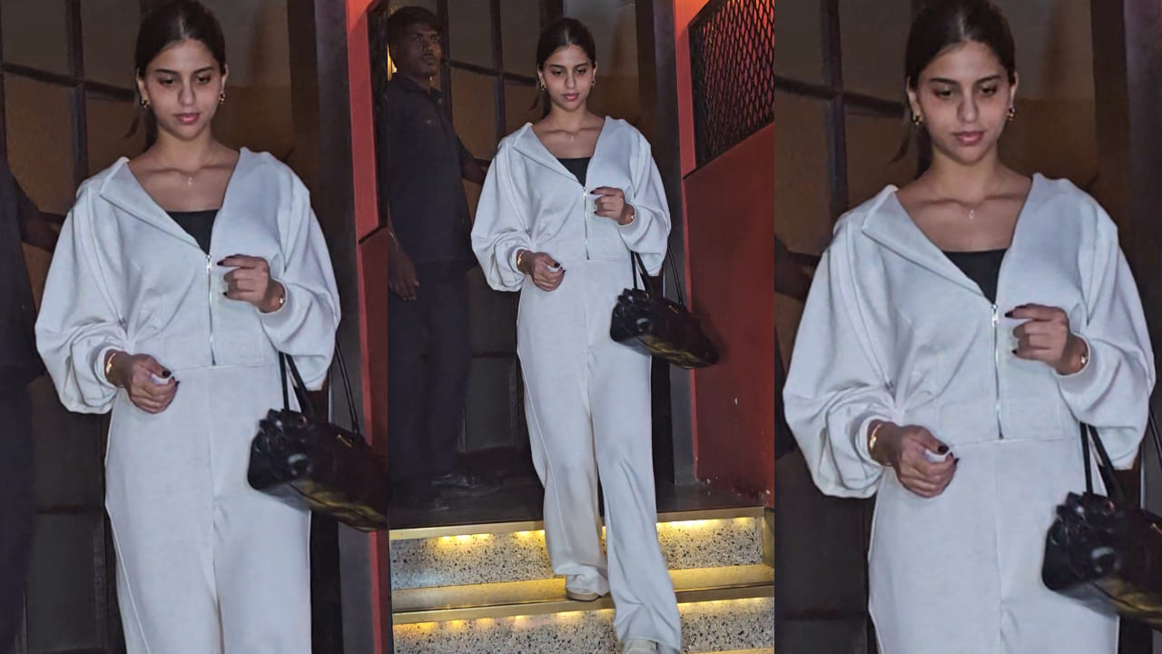 Suhana Khan ditches the glam for a cool, basic look in a white jacket and pants