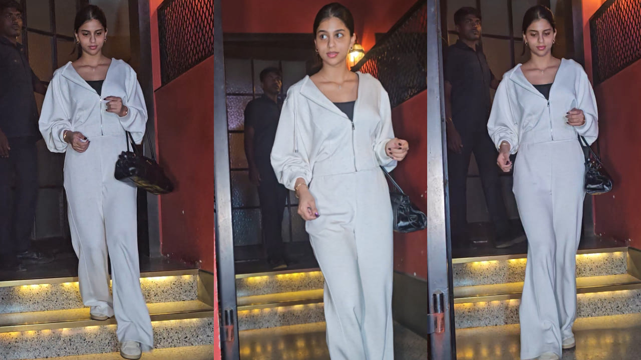 Suhana Khan ditches the glam for a cool, basic look in a white jacket and pants