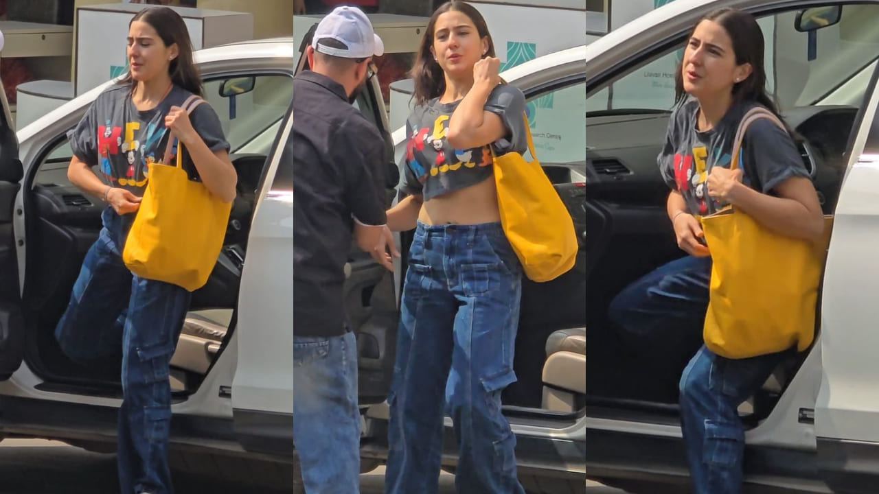 Sara Ali Khan brings playful vibes to street style with Mickey Mouse crop top and cargo jeans