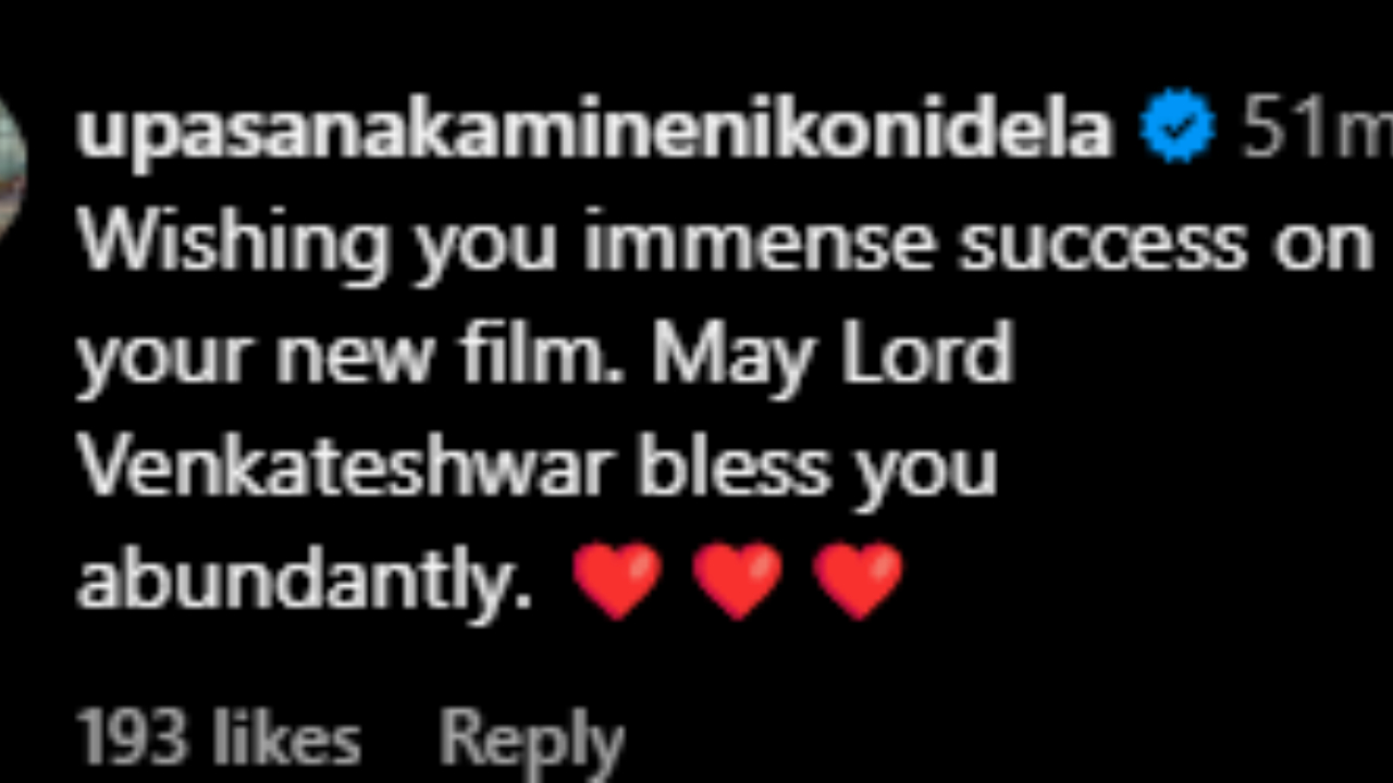 Upasana Konidela's Instagram comment (PC: Upasana Konidela, Instagram)