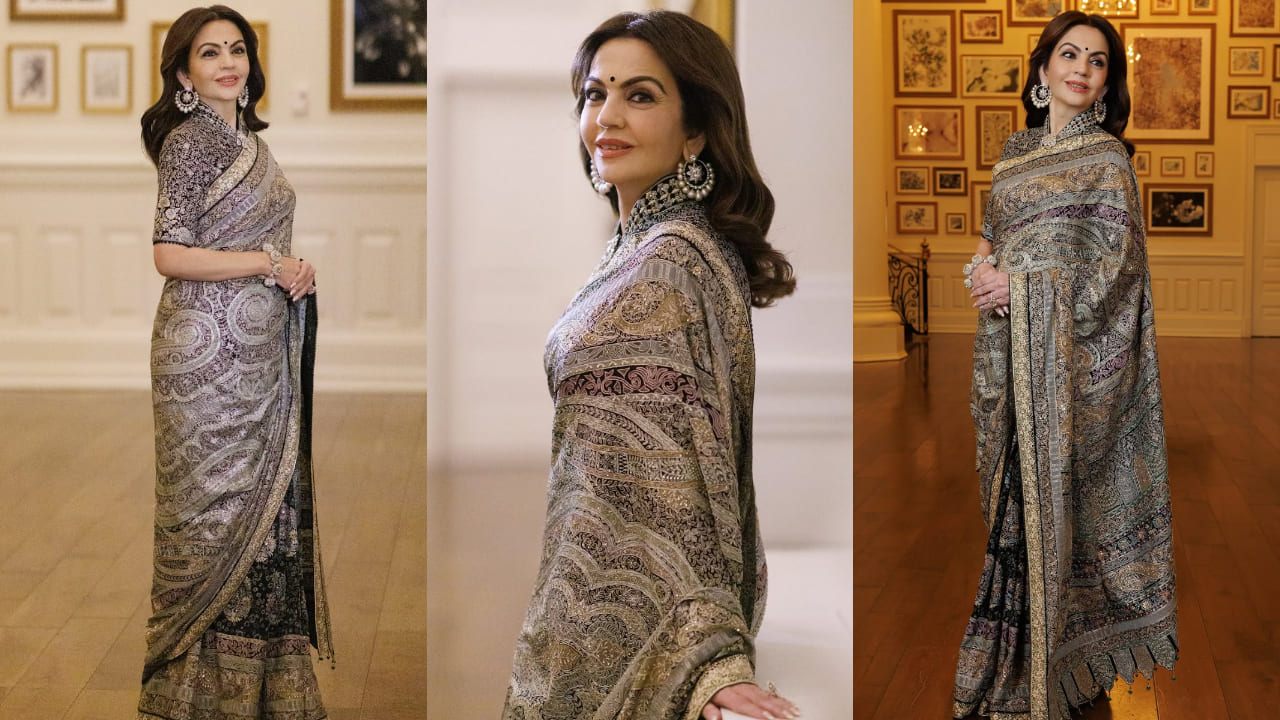 Nita Ambani in Tarun Tahiliani’s jamewar saree blends traditional charm with contemporary elegance, honoring Indian craftsmanship