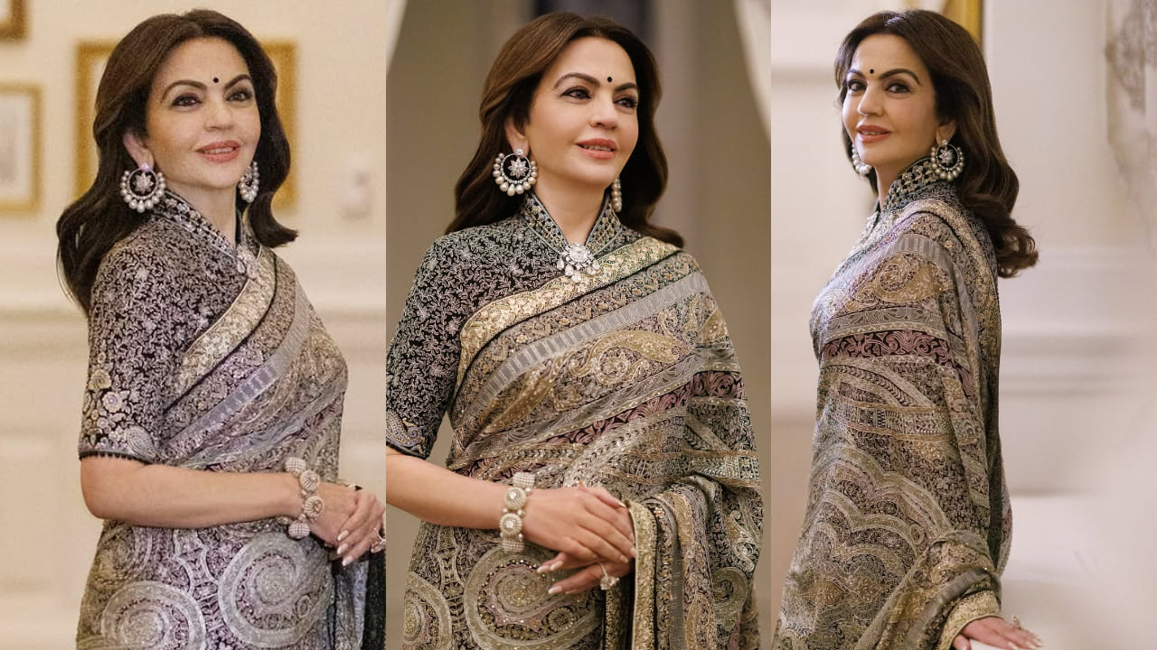 Nita Ambani in Tarun Tahiliani’s jamewar saree blends traditional charm with contemporary elegance, honoring Indian craftsmanship