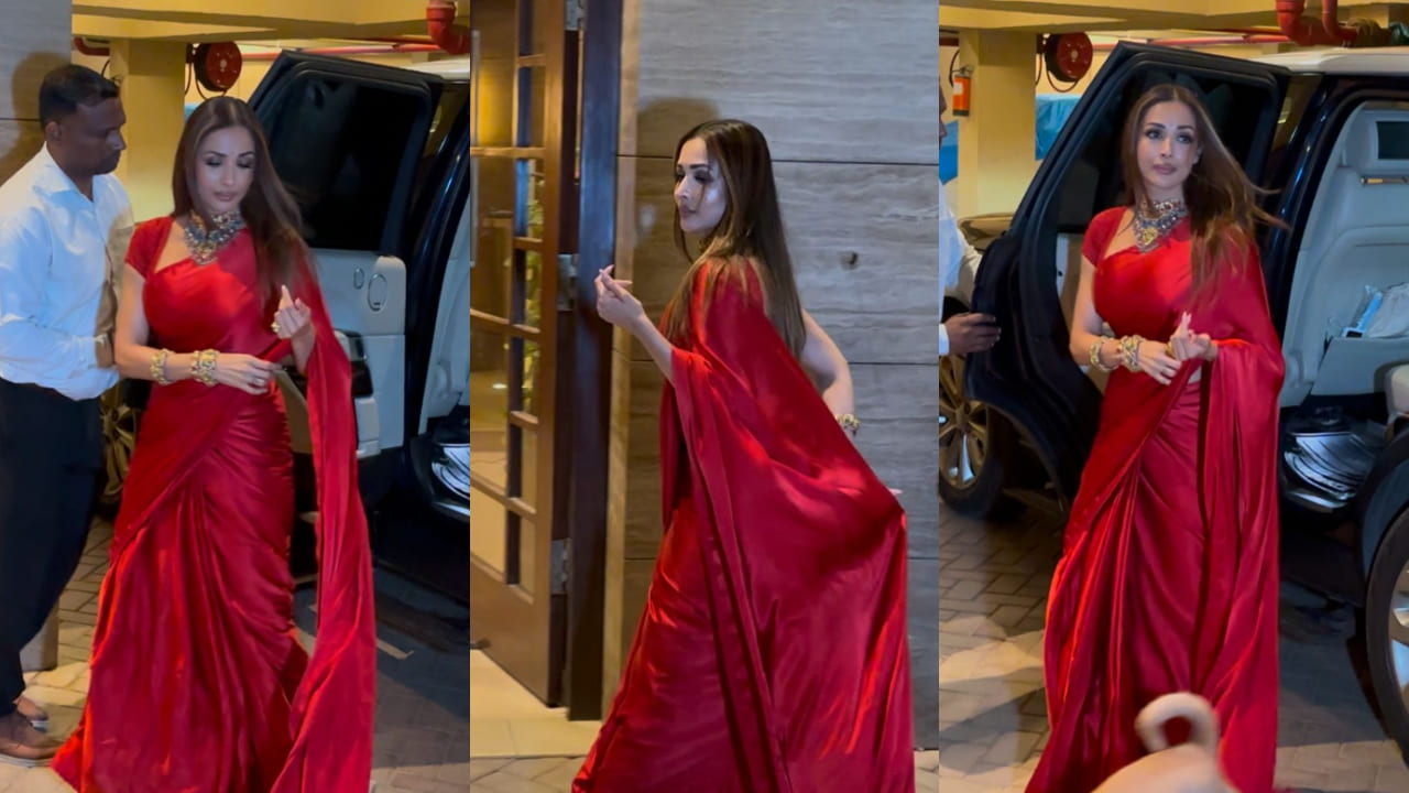 Malaika Arora makes us hum ‘Cheri Cheri lady’ with her RED-HOT moment in satin saree, exudes luxurious and regal feels