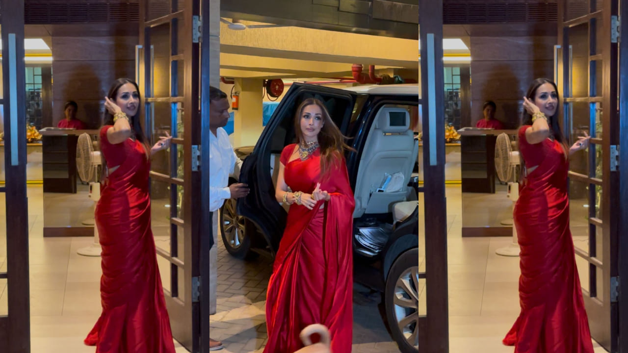 Malaika Arora makes us hum ‘Cheri Cheri lady’ with her RED-HOT moment in satin saree, exudes luxurious and regal feels