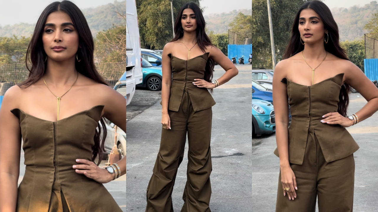 Pooja Hegde heats things up in an olive co-ord set worth Rs 34,600 for Deva promotions 