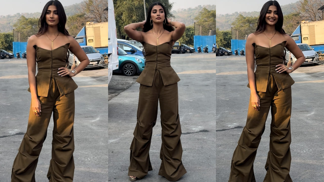 Pooja Hegde heats things up in an olive co-ord set worth Rs 34,600 for Deva promotions 