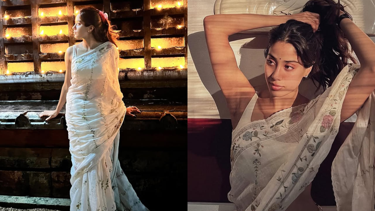 Janhvi Kapoor channels girl-next-door vibes as she explores Kerala streets in Anavila white floral print saree worth Rs 2.5 lakh