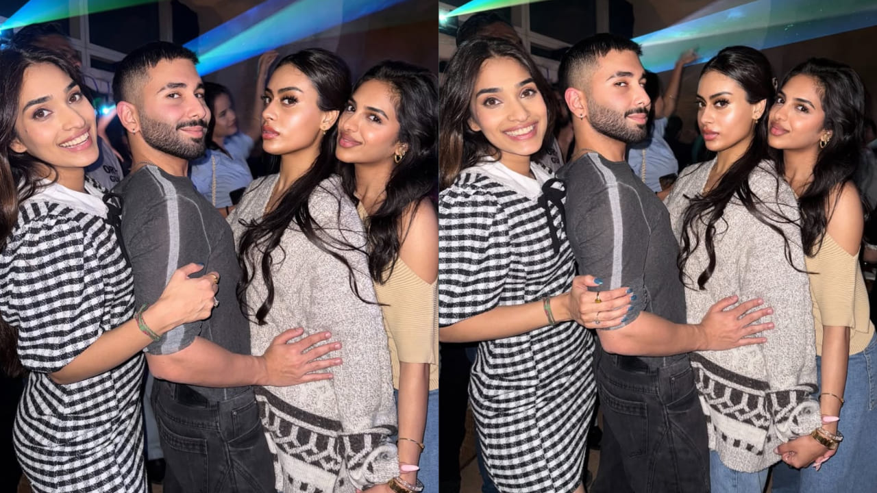 Orry shared pictures from a party and Nysa Devgan’s gray jumper is the perfect fix for chilly night outs. 