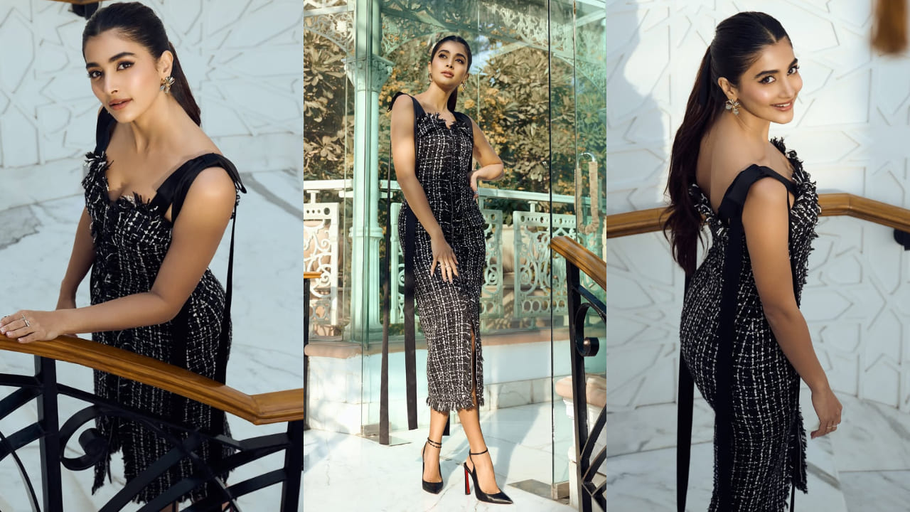 Pooja Hegde’s Rs 1.19L black tweed for Deva promotions dress is way too good to be basic