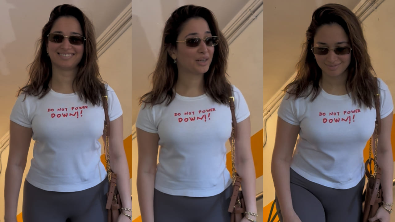 Tamannaah Bhatia flaunts natural beauty for her latest outing in basic t-shirt and leggings; take cues for minimal accessorizing