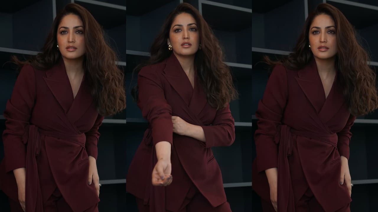 Yami Gautam serves bossy look in wine-color pantsuit worth Rs 28,800; a classy office-wear addition