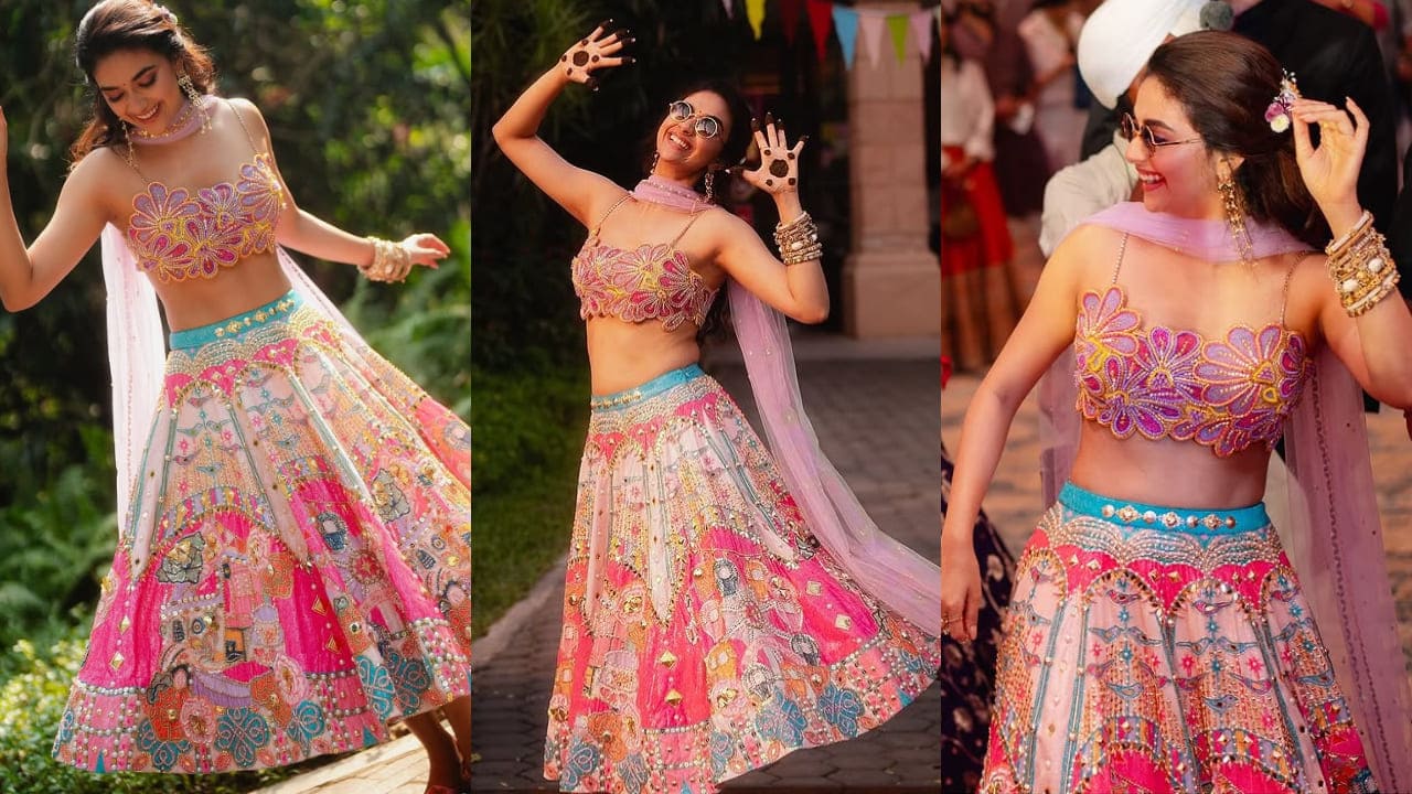 Keerthy Suresh's dazzling pre-wedding lehenga is a splash of color, sequins and sparkle 