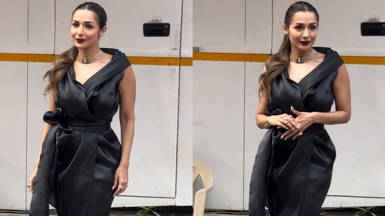 Malaika Arora pairs minimalism with drama in her black dress and bold red lip combo