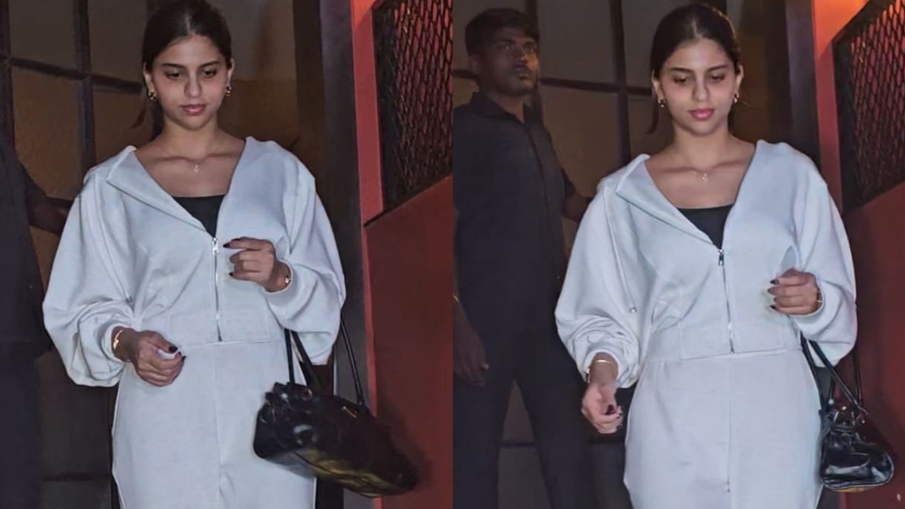 Suhana Khan ditches the glam for a cool, basic look in a white jacket and pants