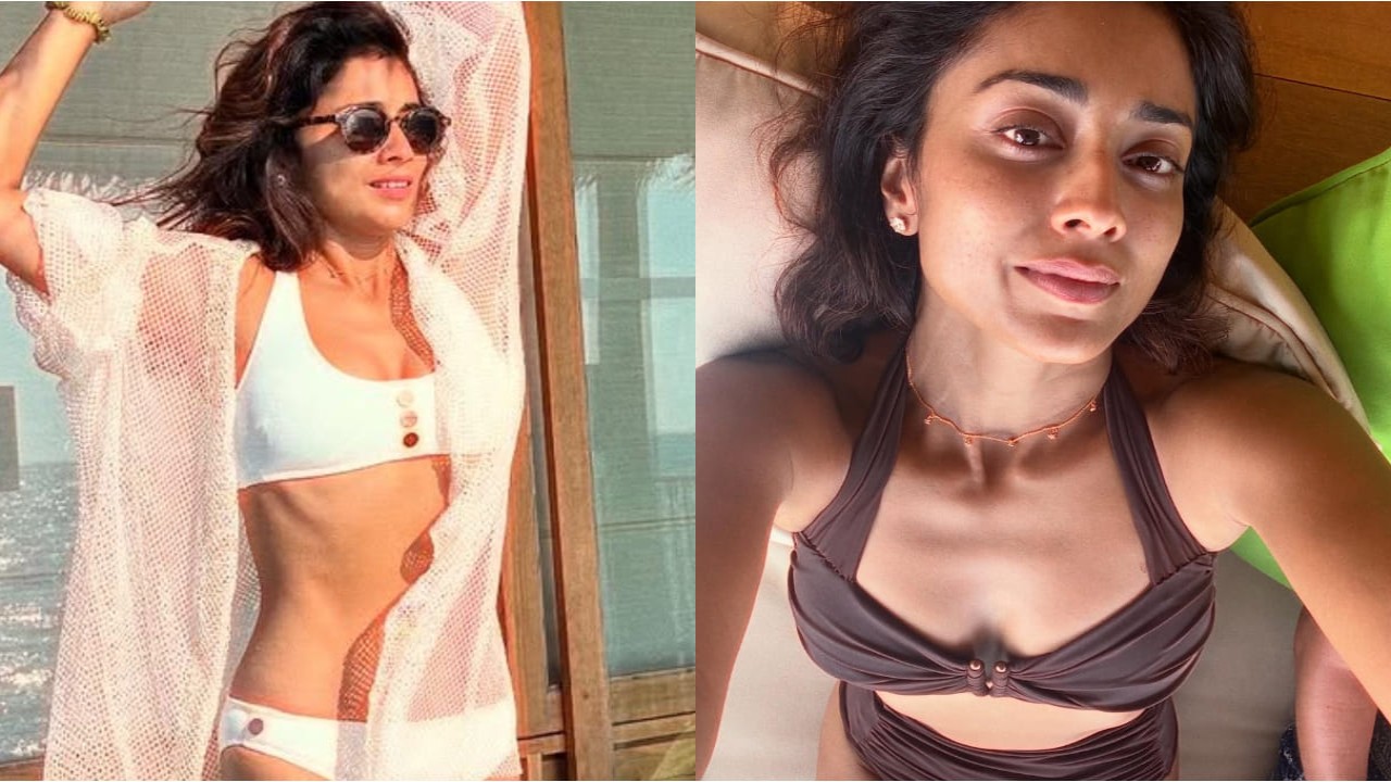 Shriya Saran makes the surroundings blurry with her HOT look in white and brown bikinis