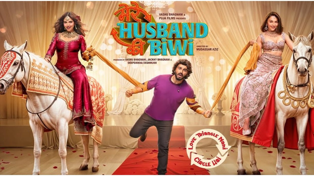 Mere Husband Ki Biwi First Look Poster OUT: Arjun Kapoor, Rakul Preet Singh and Bhumi Pednekar promise belly laughs with their ‘Kalesh’