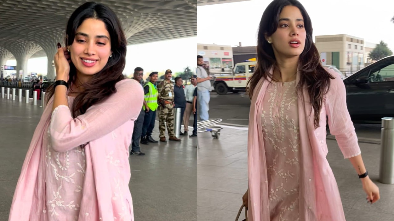 Janhvi Kapoor brings desi vibes to airport in pink embroidered suit