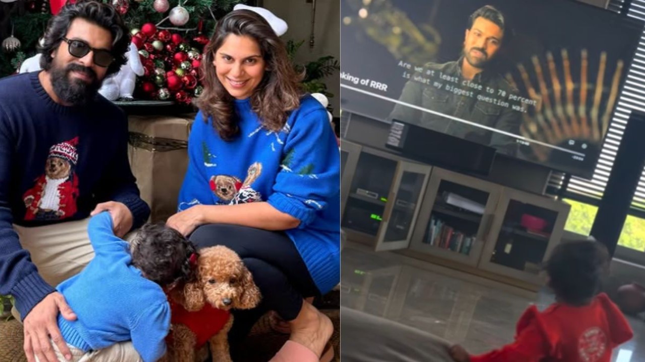 Ram Charan’s daughter Klin Kaara’s priceless reaction as she sees him on screen first time