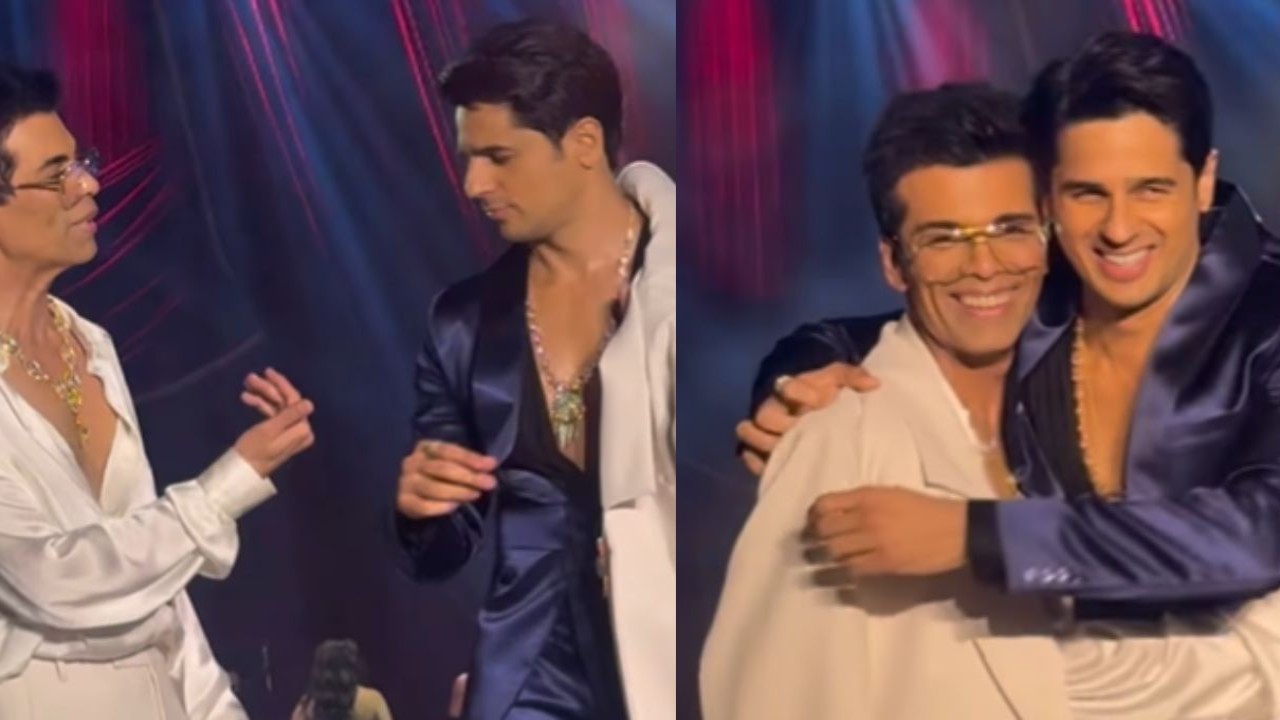 WATCH: Sidharth Malhotra taking off Karan Johar’s jacket during ramp walk and posing with him is nothing but pure bromance