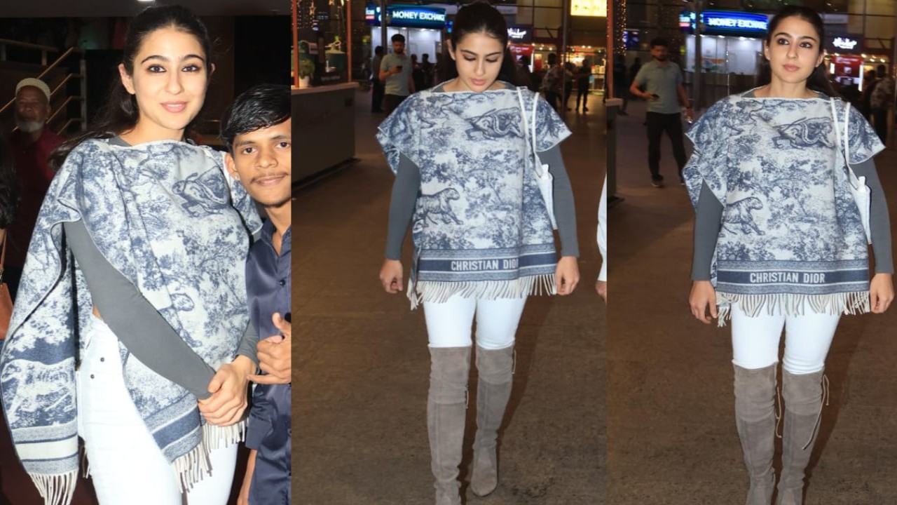 Sara repeats Rs 1,15,000 Dior poncho at Mumbai airport & styles exactly like her 2021 look